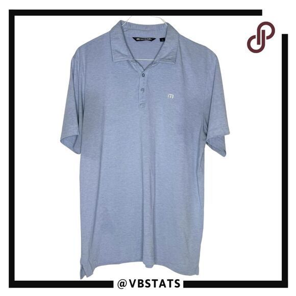 Travis Mathew Men's Heather Pima Cotton Blend Short Sleeve Polo Shirt Blue XL - Picture 1 of 7